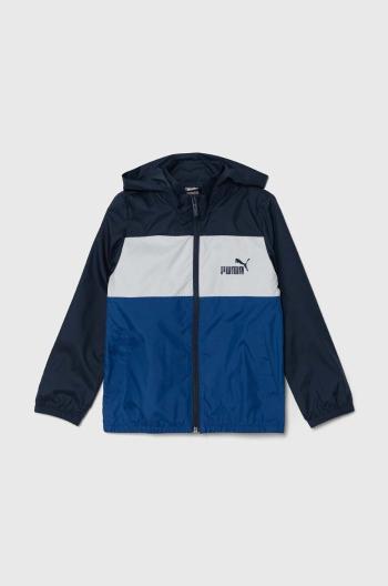 Detská bunda Puma ESS+ CB Windbreaker tmavomodrá farba