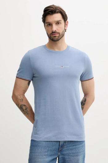 Bavlnené tričko Tommy Hilfiger pánske, tmavomodrá farba, s nášivkou, MW0MW32584