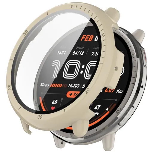 PC FULL COVER Plastový kryt so sklom pre Amazfit Active 2 béžový