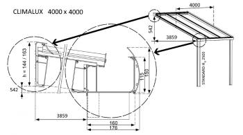 Hliníková pergola 400 cm antracit / polykarbonát Dekorhome