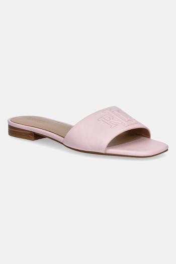 Kožené šľapky Lauren Ralph Lauren Everley Sld dámske, ružová farba, 802959143007