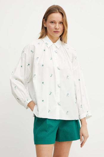 Bavlnená košeľa Weekend Max Mara dámska, biela farba, voľný strih, s klasickým golierom, 2515111132600