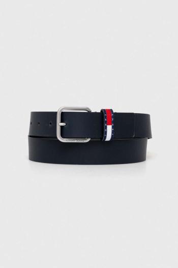 Kožený opasok Tommy Jeans pánsky, tmavomodrá farba, AM0AM12337