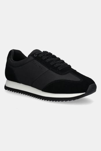 Tenisky Calvin Klein LOW TOP LACE UP MIX čierna farba, HM0HM01667