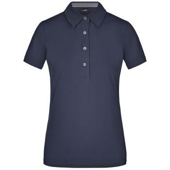 James & Nicholson Elegantná dámska polokošeľa JN969 - Tmavomodrá / tmavomodrá / biela | XL