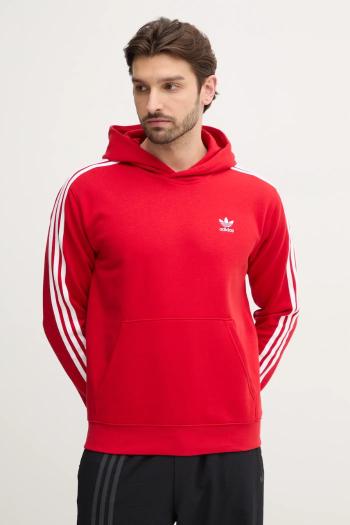 Mikina adidas Originals 3-Stripes pánska, červená farba, s kapucňou, s nášivkou, IR9868