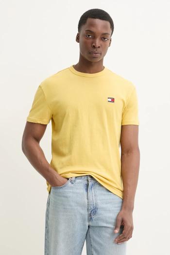 Bavlnené tričko Tommy Jeans pánske, žltá farba, jednofarebné, DM0DM20322