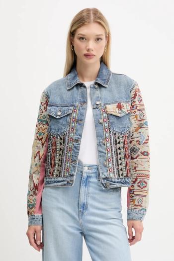 Rifľová bunda Desigual BOHO modrá farba, prechodná, 25WWED10