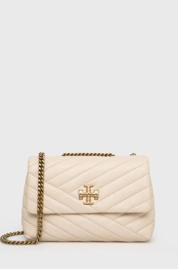 Kožená kabelka Tory Burch Kira Chevron Small béžová farba, 90452.122