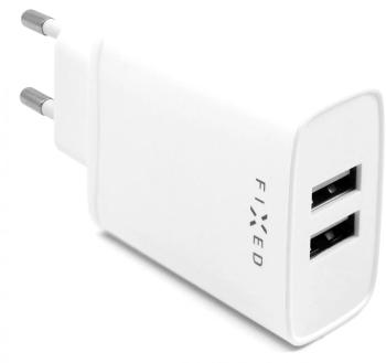 Töltő adapter FIXED Smart Rapid Charge 2 x USB - 15W, fehér