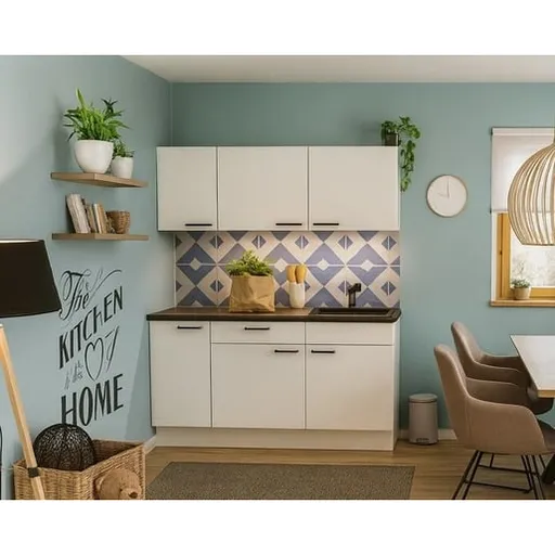 Kuchynská linka s spotrebičmi, drezom a drezovou batériou Naturel 160x60x91 cm mat alpska biela