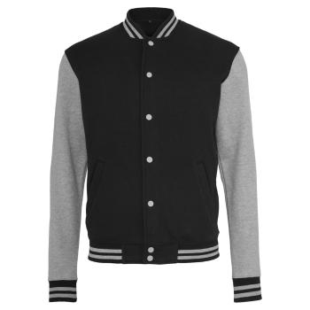 Build Your Brand Pánska baseballová mikina College - Čierna / šedý melír | 4XL