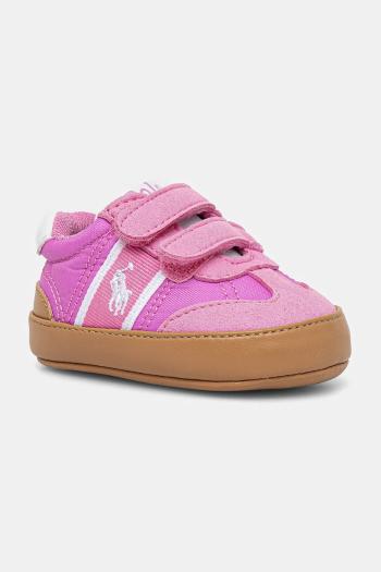 Topánky pre bábätká Polo Ralph Lauren HERITAGE COURT III T-TOE EZ LAYETTE ružová farba, RL02362668