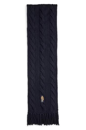 Vlnený šál Polo Ralph Lauren tmavomodrá farba, s nášivkou, 455981434