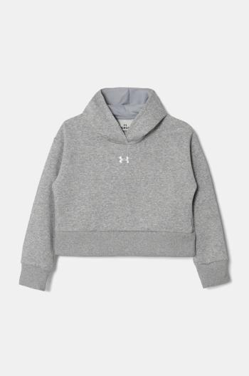 Detská mikina Under Armour UA Rival Fleece Crop šedá farba, s kapucňou, melanžová