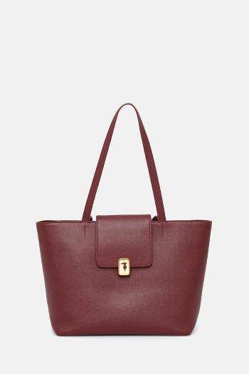 Kožená kabelka Trussardi bordová farba, Z605E106078N