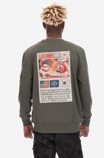 Mikina Alpha Industries Sweats & Hoodys 136300.142-green, pánska, zelená farba, s nášivkou