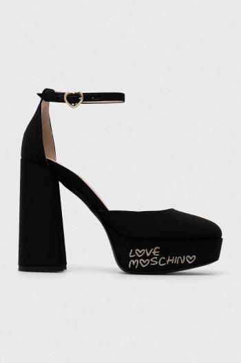 Šľapky Love Moschino čierna farba, na podpätku, JA1030CG1IIM0000