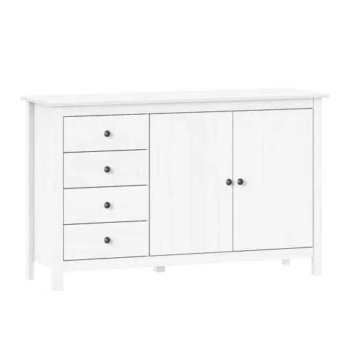 Komoda 2 dvere + 4 zásuvky TORINO biela, kovové úchytky