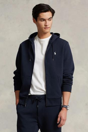 Mikina Polo Ralph Lauren čierna farba, s kapucňou, jednofarebná