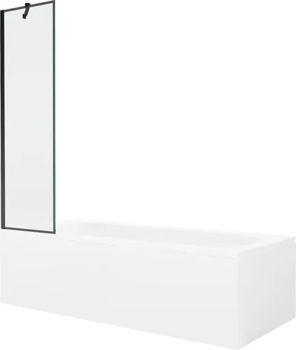 MEXEN/S - Vega obdĺžniková vaňa 160 x 70 cm s panelom + vaňová zástena 50, čierna vzor 550116070X9505007070