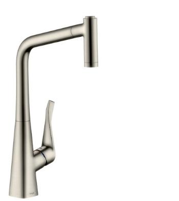 Drezová batéria Hansgrohe Metris M71 s vyťahovacou sprškou kartáčovaný nikel 14820800