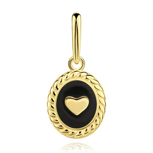 Zlatý prívesok 9K s čiernou glazúrou a srdcovým motívom