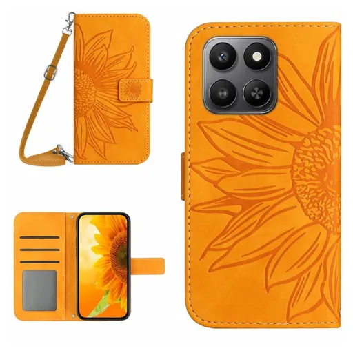 ART SUNFLOWER Peňaženkový obal so šnúrkou pre Honor 400 Smart 5G / Honor X7d žltý