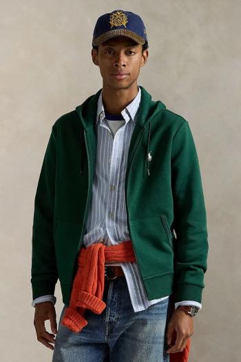 Mikina Polo Ralph Lauren zelená farba, s kapucňou, jednofarebná, 710881517