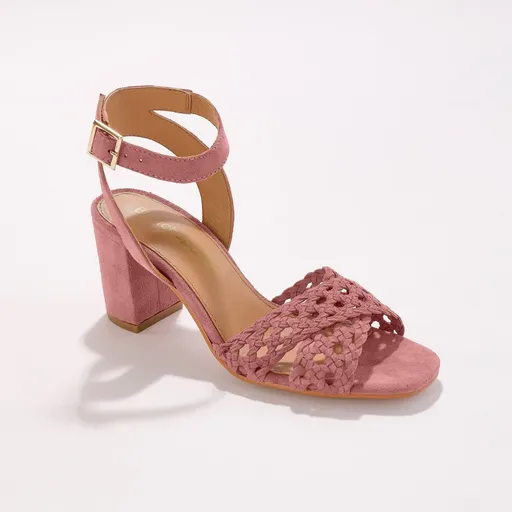 Remienkové kožené sandále na podpätku