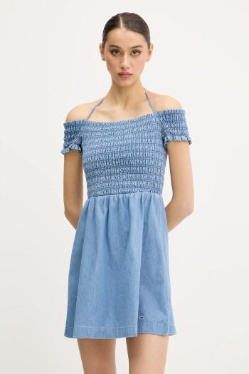 Rifľové šaty Tommy Jeans mini, áčkový strih, DW0DW20677