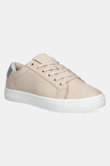 Kožené tenisky Calvin Klein Jeans CLASSIC CUPSOLE LOW OHB béžová farba, YW0YW01799