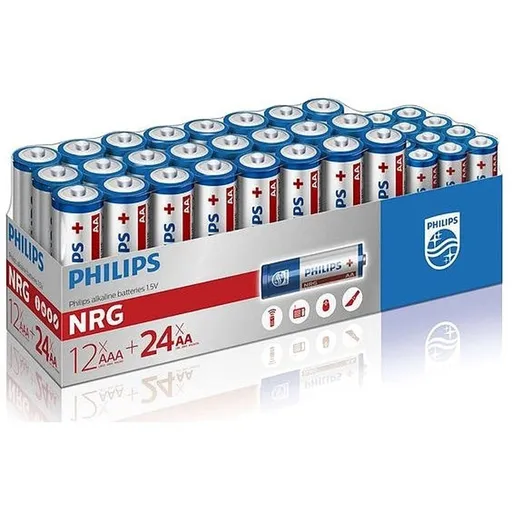 PHILIPS LR036G36W/10 Power Alkaline mikrotužkové a tužkové batérie 36 kusov