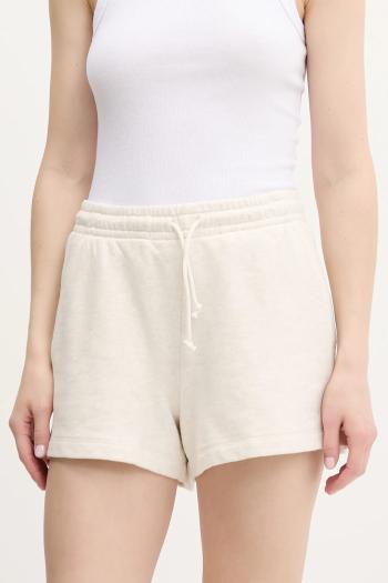 Bavlnené šortky Tommy Jeans béžová farba, jednofarebné, vysoký pás, DW0DW20353