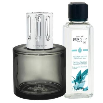 Maison Berger Paris Darčeková sada katalytická lampa Aroma Happy sivá + náplň Sviežosť vody 250 ml