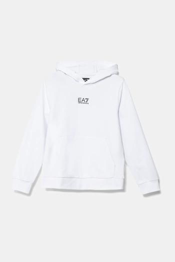 Detská bavlnená mikina EA7 Emporio Armani biela farba, s potlačou, 7B000024 AF10380