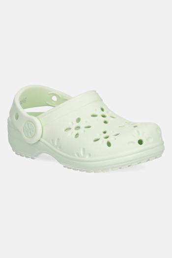 Šľapky Crocs CLASSIC FLORAL CUT OUT CLOG KIDS zelená farba, 210944