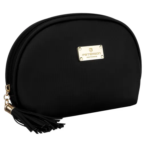 Čierna cestovná kozmetická taštička s ozdobným strapcom