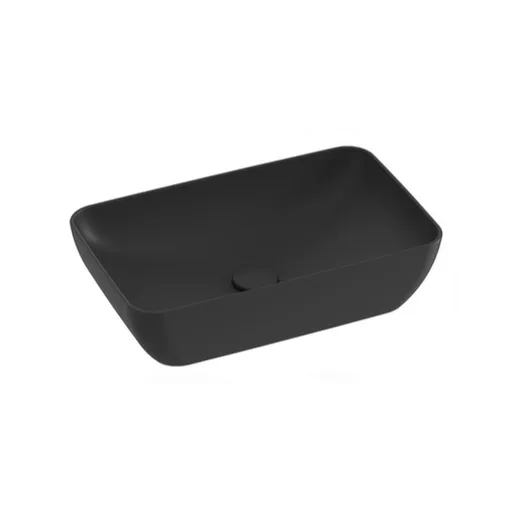 Ravak Uni umývadlo na dosku 50x31 cm čierna bez otvoru pre batériu, bez prepadu XJX0D150000