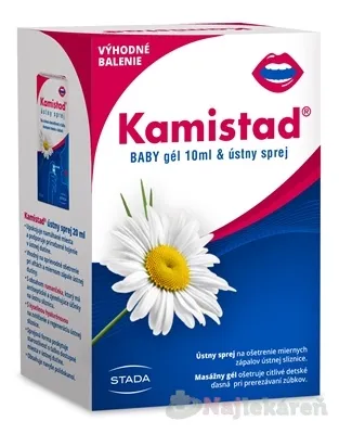 Kamistad Baby gél & Ústny sprej Výhodné balenie 10 ml gél na ďasná + 20 ml sprej