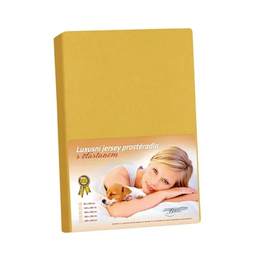 Bellatex Jersey prestieradlo s elastanom horčicová, 140 x 200 cm