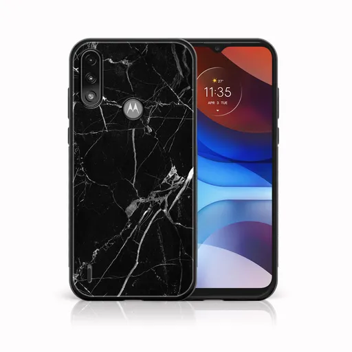 MY ART Silikónový kryt Motorola Moto E7 Power / E7i Power BLACK MARBLE (142)