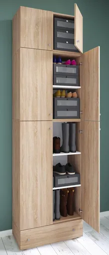 VCM Botník Lona XXL s otočnými dvířky s nástavcem a zásuvkou, dub sonoma