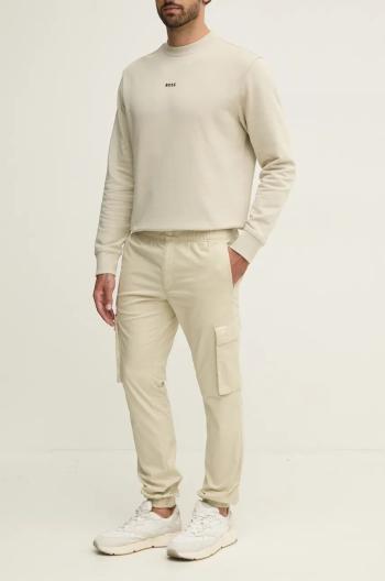 Nohavice Calvin Klein Jeans pánske, béžová farba, strih cargo, J30J326438