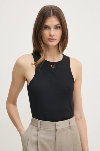 Bavlnený top Twinset čierna farba, 251TP2550