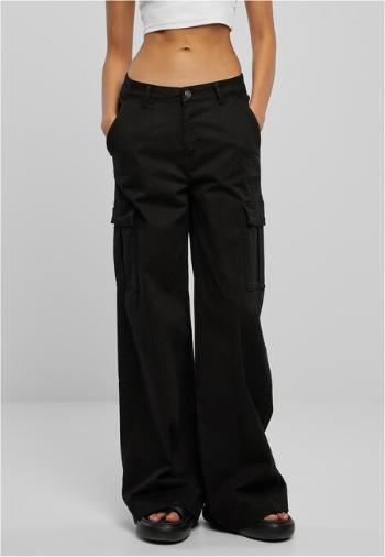 Urban Classics Ladies High Waist Wide Leg Twill Cargo Pants black - 28