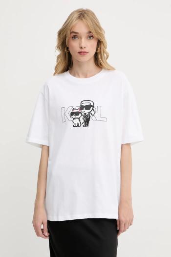 Bavlnené tričko Karl Lagerfeld dámske, biela farba, A3W17084