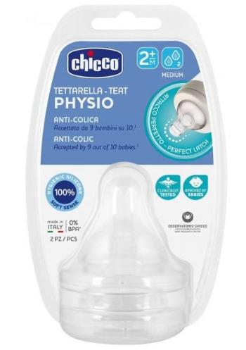 CHICCO Cumlík na fľašu Perfect 5/Well-Being fyziologický stredný prietok 2m+ 2 ks