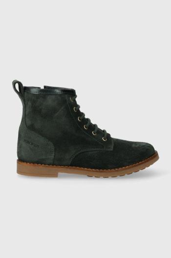 Detské semišové topánky Pom D'api TRIP HI LACE zelená farba
