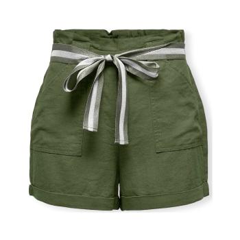 Only  Luna Linen Shorts - Olive Green  Šortky/Bermudy Zelená